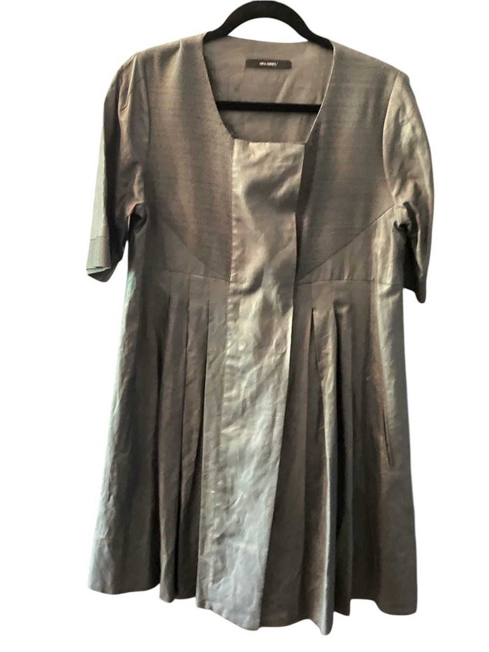 Sita Murt Gray Linen Pleated Dress Size 12 NWOT